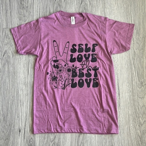 Self Love is The Best Love Lavender and Black Graphic Tee - Picture 1 of 4